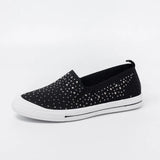 summer sneakers Ladies Shoes Flat Loafers Crystal Fashion white Bling Sneakers knit Slip On Breathable Casual