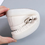 Breakj And Autumn Leather Shoes Women One Foot Bow Flat Single Shoes Korean Version Of The Lefu Shoes Casual Lazy Bean