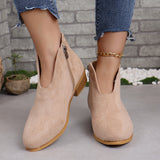 Coarse And Round-Headed Leopard-Print Short Boots Women Thin Vip Flat Solid Velvet Bare