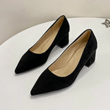 Breakj Interview Women's Shoes 2023 New Black Etiquette Student Work Single Shoes Thick Heel Civil Servant Formal High