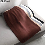 long bodycon Thick sweater midi skirt female autumn winter 2021 female split back warm mid-length slim knit skirt