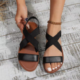 Breakj Size Sandals Women's Flat Shoes Spring / Summer 2024 New Shoes Roman Shoes Beach Shoes One Word Women's