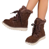 Breakj Snow Boots Women 2025 Autumn And Winter New Velvet Thick Tie Thick Cotton Boots