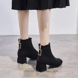 Autumn Winter New Frosted Thick Heel Skinny Ankle Boots Women's