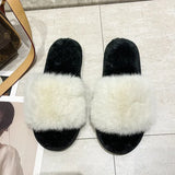 Fur Slippers 2024 New Fashion Chain Design Women Home Slippers Winter Indoor Open Toe Flat Non-slip Leisure Female