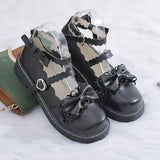 shoes women bow women's shoes heel round head women shoes comfortable kawaii girl loli cosplay shoes detachable