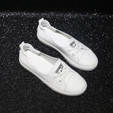 Canvas Shoes Shallow Flat Vulcanized Shoes Fashion Comfortable Lace-Up Casual Breathable White Black Shoes Female 2021