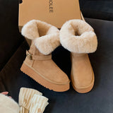 Breakj With Thick-Sleet Hair Edge To Keep Warm Cotton Shoes In The Long-Singed Snow Boots Women Winter