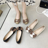 Single Shoes Women's Shoes With One Foot Shallow Mouth Women's Shoes 2023 Autumn New Style French Style Bow-Tie Women's Bean