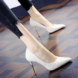 2023 New Korean Version Of High Heels 9 CM Women All-match Pointed Shallow Stiletto Black White Single Shoes Women