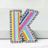 Jewelry 26 English DIY Name Letters Alphabet Rainbow Embroidery with Pin Ouch Beeding Womens Brooches Patches