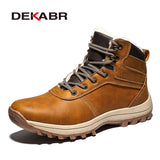 Winter Warm Men Boots Genuine Leather Fur Plus Men Snow Boots Handmade Waterproof Working Ankle Boots High Top Men