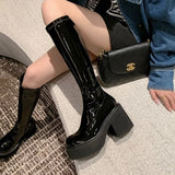 Thick-Soled, Knee-Length Boots, Women's Muffins, Elastic Thin Boots, 2024 New Autumn And Winter High-Heeled Knight