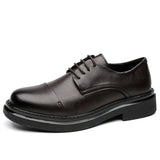 Breakj Business Leisure Handmade Platform Men's Shoes Tie British Style Trend Men's Small Leather Shoes