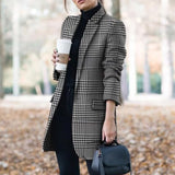 Winter New Fashion Women Stand Collar Print Jackets Casual Long Sleeves Elegant Office Lady Cardigan Slim Buttons