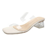 Women Sandals Summer Fashion New Beach Ladies Clear Sandals Comfortable High Heels Woman Transparent Medium Heel Shoes