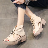 Breakj Platform Sandals Women's High Heel Women's Shoes 2023 Summer New Fish Mouth Shoes Rome Wedge Belt Buckle Sandals Women's