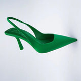 Autumn New Women's Closed Toe Red Single Shoes with Stiletto Heel Mid-heeled Fashion Sandals with Hollow Pointed Toe