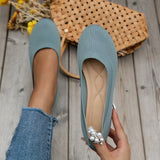 Breakj And Autumn New Large Size Round Head Solid Color Flat Casual Bean