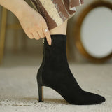 Breakj Boots Gentle Apricot Temperament Tip High Hedging Socks Boots And Ankle Boots Elastic Short Boots