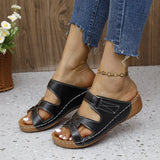 Breakj 2025 New Slippers Thick Bottom Hollow Slope With Large Size Flip-Flop Women's Shoes Fish Mouth