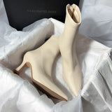 Breakj New High-Hees Temperament Thin Boots Fine And Simple Elastic Boots Korean Version Of The Short Boots