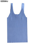 high quality chic basic V-NECK Camisole female Summer white knit tank top Women sexy sleeveless tank