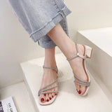 Breakj New Women's Fashion Sandals Summer Fairy Wind With Thick Heel Fashion Diamond Word Buckle Women's