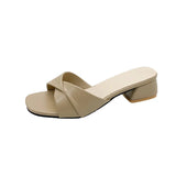 Breakj Small Vintage Brown Coarse Heel Wearing Slippers Women In The Summer Of 2025 Lazy People With A Word Of Cool Drag Muller