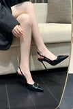 Breakj High Heel Fine Tip Shoes 2025 Spring New Women's Single Shoes Hollow Shoes V Buckle Dunk