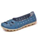 Genuine Leather Shoes Women Flats Spring Soft Slip-On Loafers 2019 New Arrival Cut-Outs Flat Peas Non-Slip Shoes