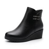 2021 Genuine Leather Warm Winter Boots Shoes Women Ankle Boots Female Wedges Boots Women Boot Platform