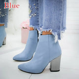 Chain Women's Boots Leather Heels Back Zipper Woman Boots Pointed High Heels Shoes For Women 2021 Ankle Boots