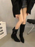 Breakj Pile Boots Children Thick And Western Cowboy Boots 2025 New Spring And Autumn Summer Single Boots High And Short