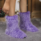 Size 2025 Autumn And Winter New Lady's Mid-Clinity Fashion Boots Lattice Boots Warmed Round