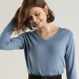 Sweater 2020 New V-neck Female Long-sleeved Knitted Pullover Jumper Pull Femme Clothes White Loose Thin Good