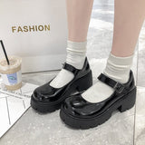 Lolita Shoes Japanese Style Women Soft Leather Heel Shoes 2021 Ladies College Student Black Mary Jane Shoes Goth