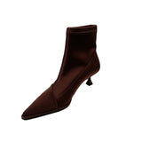 Breakj Silk Satin Sleeve Tip-Headed Short Boots Women 2025 Autumn And Winter New Fine And Elastic Boots Short-Shot Thin