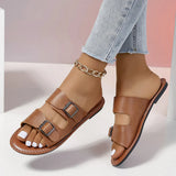 Size Clasp Flat-Soled Slippers Women's Open-Toed Retro Sandy Beach
