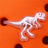 Luminous Shoe Charms Fluorescent White Dinosaur Skeleton PVC Shoe Buckle Decoration Fit Croc Jibz Party Kids Gifts