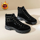 Breakj Women's Cotton Shoes 2024 Winter New Martin Boots Women's Round Head Platform And Velvet Warm Women's Shoes Anti-Velvet Boots