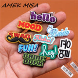 imitation PVC English Vocabulary Greetings Shoe Accessories Decorations Jibz for Croc Shoes Charms Fit Bracelet Kids