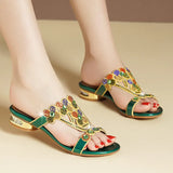 Slippers Women Wear Fashionable Water Drill Sandals Summer New Open-Toed Sandals Low-Heeled
