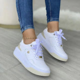 Women Sneakers Casual Shoes PU Leather Thick Soled Lace-up Sneakers Ladies Platform Shoes Vulcanized Shoes Zapatillas