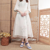 Breakj Style Embroidered Cloth Shoes Low Heel Plate Buckle Women's Single Shoes Dance Shoes Beef Tendon Sole Cloth