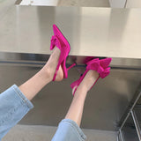 2022 Summer Brand Women Slingback Sandals Shoes Fashion Bow-knot Pointed Toe Slip on Ladies Elegant Dress Pumps