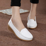 Women Flats Genuine Leather Soft Bottom Spring Summer Flat Shoes Woman Slip On Loafers Plus Size Mothers Nurse Casual