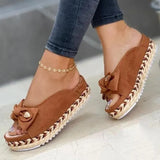 Women Slippers Casual Solid Color Bowknot Platform Slippers Fashion Braided Straps Outdoor Sandals Zapatillas