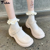 Lolita Shoes Japanese Style Women Soft Leather Heel Shoes 2021 Ladies College Student Black Mary Jane Shoes Goth