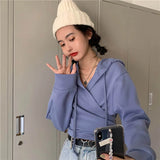Autumn Loose Short Zip-Up Hoodies Women Sweatshirt Casual Solid Slim Hoodie Hooded Pullover Harajuku Hoodie Lady